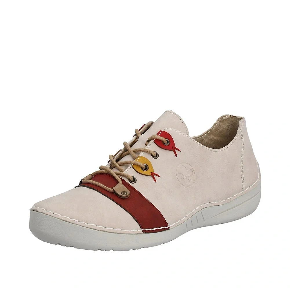 Women's Rieker Angela 10 - Rose/Rot/Camel/Honig/Fire - Picture 1 of 7